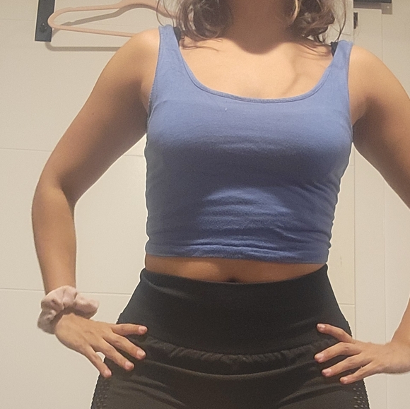 Used Washed Out Blue crop Top size S - Picture 3 of 3
